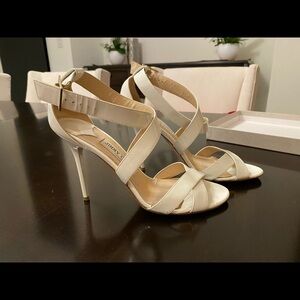 Authentic Jimmy Choo white strap shoes 37.5. Slightly used